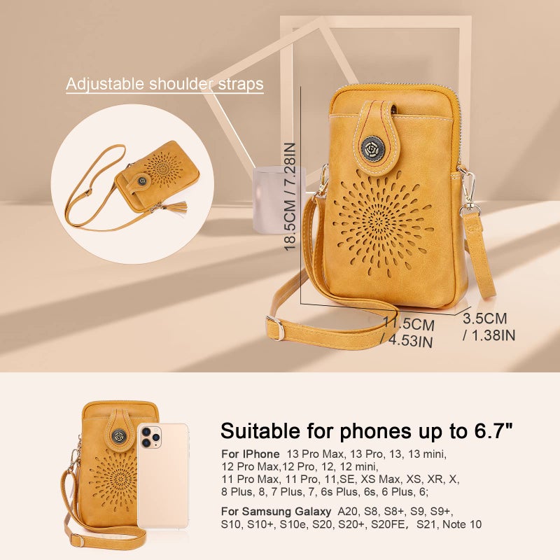 APHISON Small Crossbody Bags for Women, Lightweight Vegan Leather Cell Phone Purse, Cute Purses with Tassels - Image 5